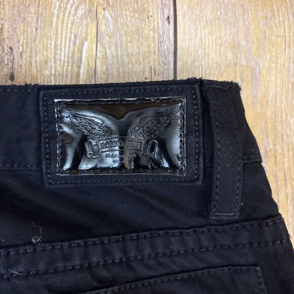 Robin Jeans Men Robins Vintage Long Flap Pockets Swarovski Crystals Black 38X34 - Picture 7 of 12